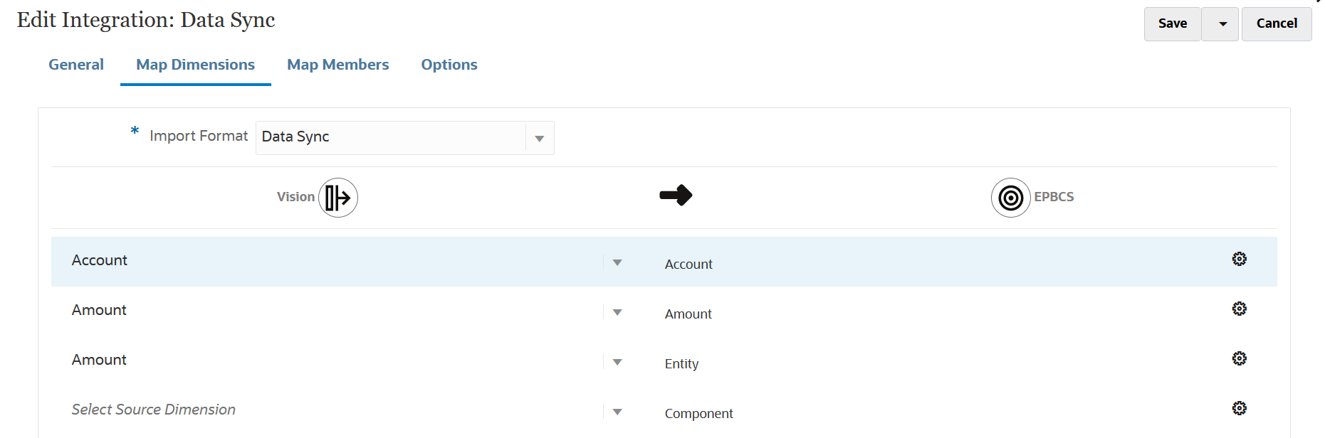 Das Bild zeigt die Seite "Dimensionen zuordnen". Das Bild zeigt die Seite "Dimensionen zuordnen".