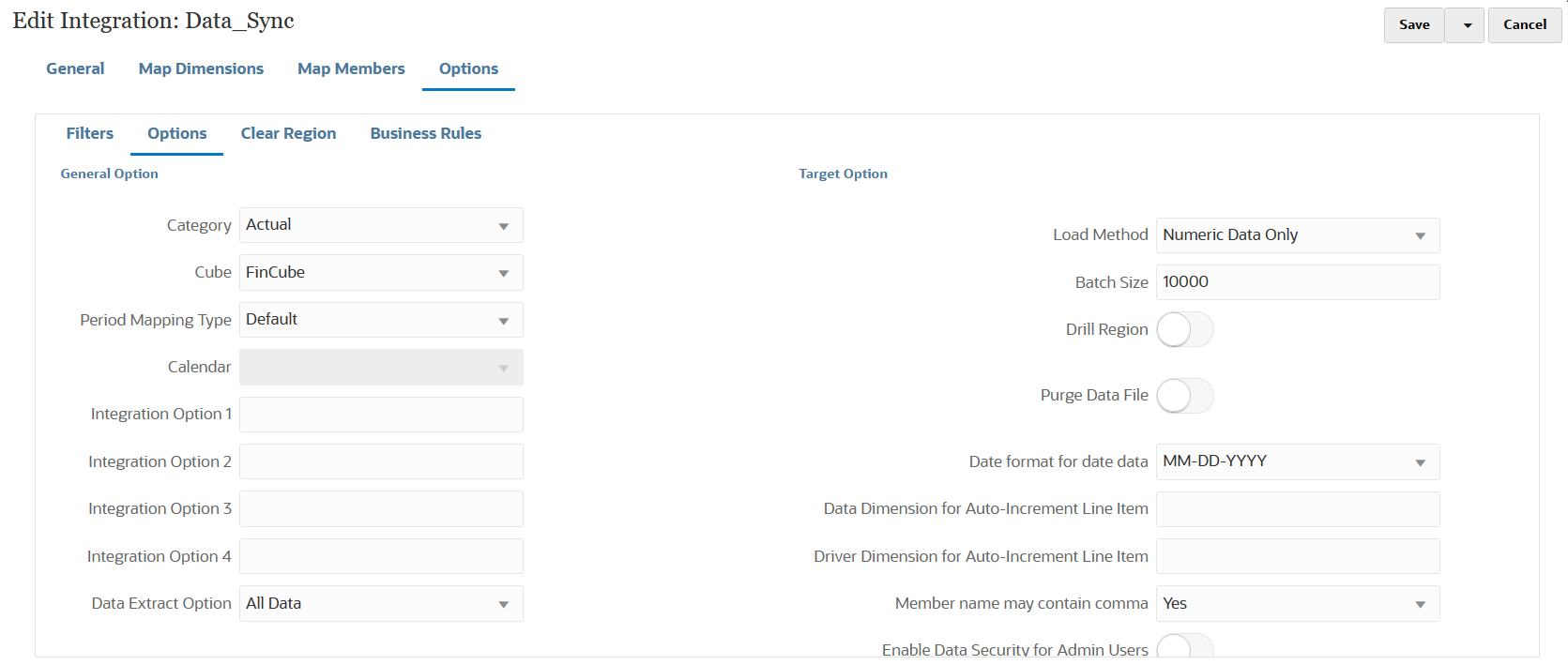 Das Bild zeigt die Registerkarte "Optionen". Das Bild zeigt die Registerkarte "Optionen".