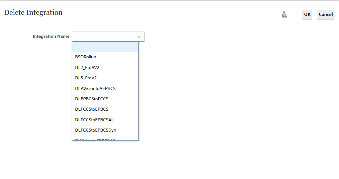 Die Abbildung zeigt die Seite "Integration l&ouml;schen".