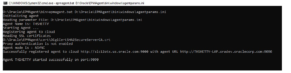 Agent wird auf dem On-Premise-Host gestartet.