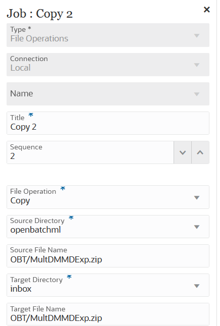 Das Bild zeigt beispielhafte Parameter f&uuml;r einen Dateivorgang "Kopieren".