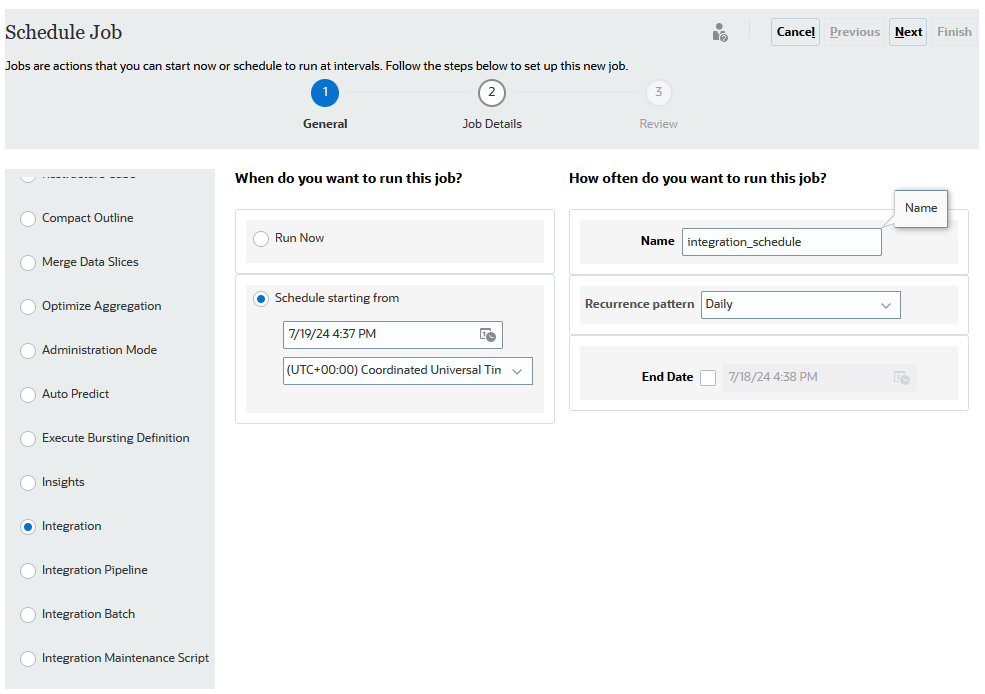 Die Abbildung zeigt die Seite "Job planen".