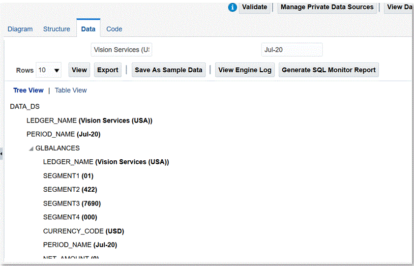 Das Bild zeigt die Daten im Baumformat.