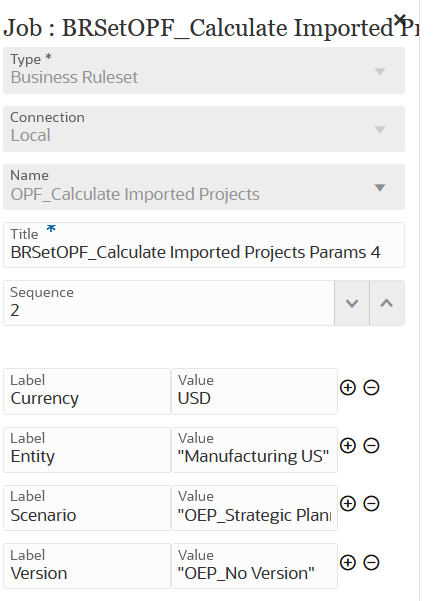 Das Bild zeigt die Parameter f&uuml;r den Jobtyp "Gesch&auml;ftsregelset".