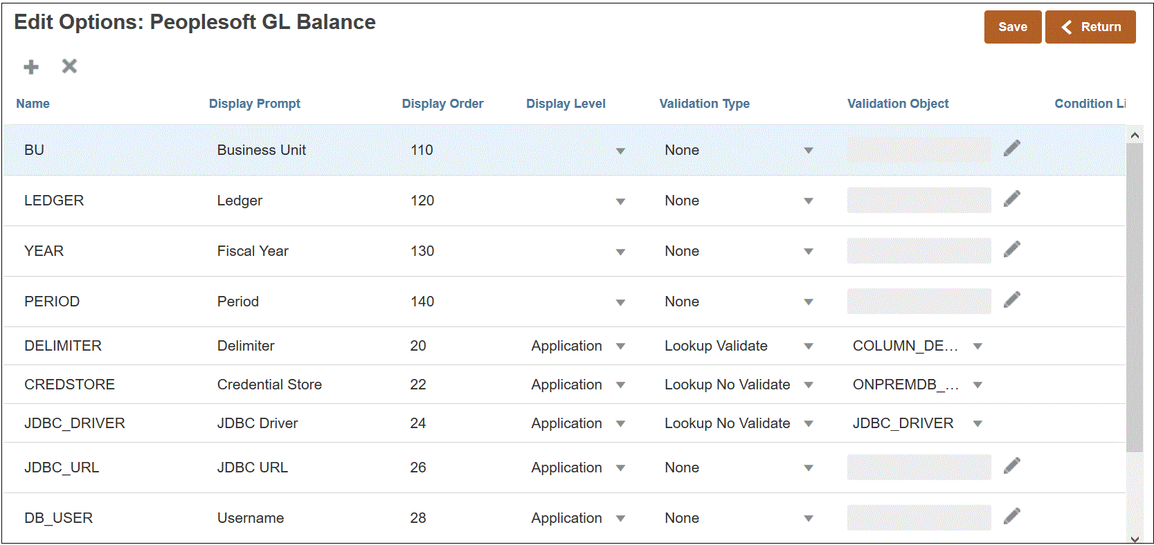 Das Bild zeigt die Registerkarte "Filter" der Seite "Optionen bearbeiten".
