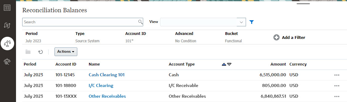 lista Balance de conciliación lista Balance de conciliación