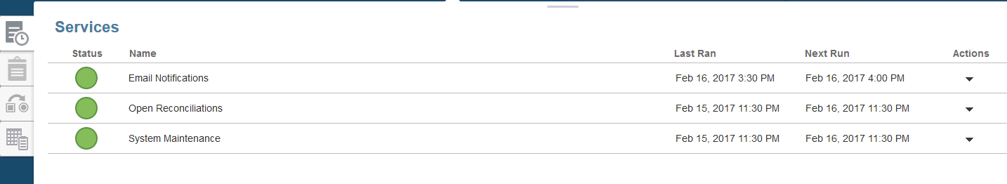 captura de pantalla del separador Servicios en Aplicación captura de pantalla del separador Servicios en Aplicación