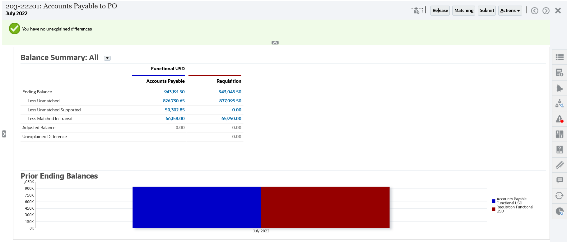 Integraci&oacute;n de Transaction Matching con Reconciliation Compliance: vista desde Reconciliation Compliance