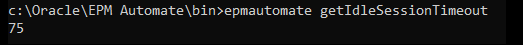 Salida del comando getIdleSessionTimeout de ejemplo