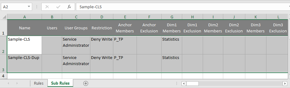 Una hoja de definición de subreglas de ejemplo Una hoja de definición de subreglas de ejemplo