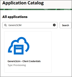 Pantalla para seleccionar la aplicaci&oacute;n SCIM gen&eacute;rica del cat&aacute;logo de aplicaciones