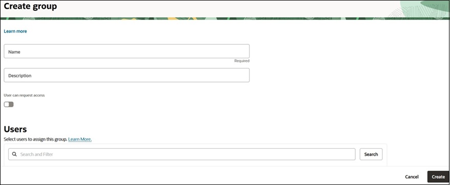 Crear grupo de IDCS Crear grupo de IDCS
