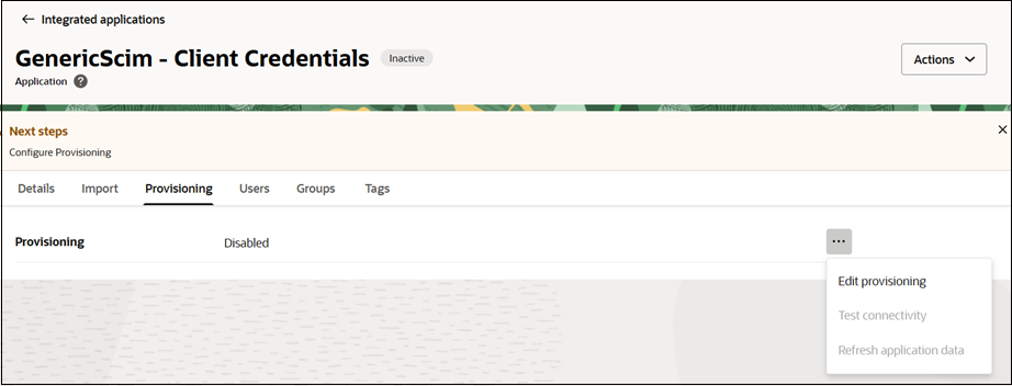 Editar aprovisionamiento