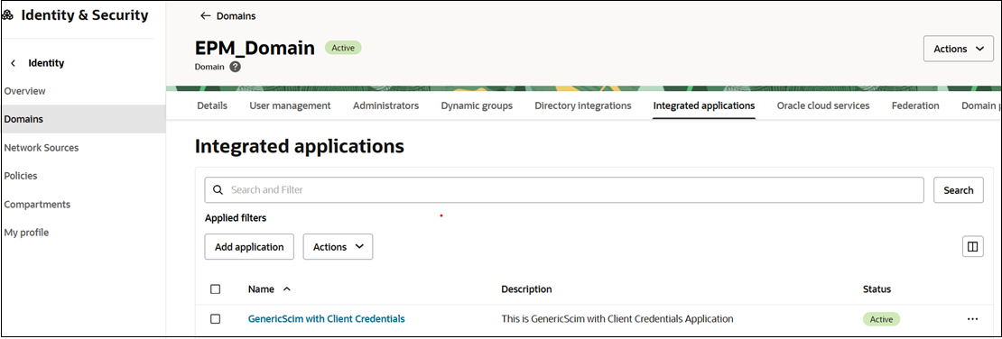 Pantalla para seleccionar la aplicaci&oacute;n SCIM gen&eacute;rica -Credenciales de cliente