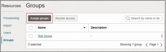Pantalla para asignar grupos