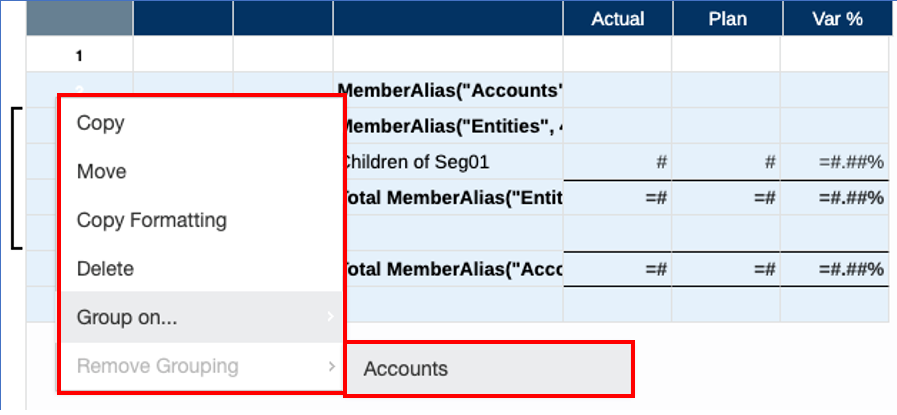 agrupación de cuentas agrupación de cuentas
