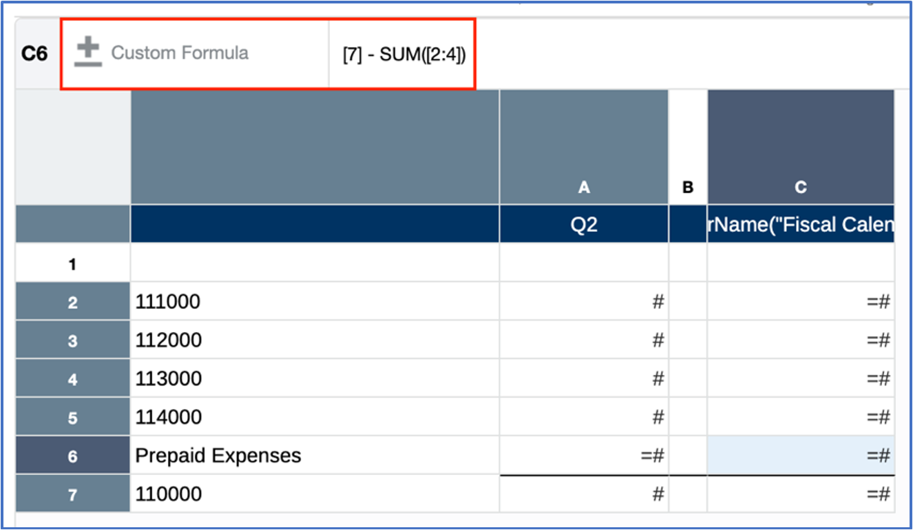 adici&oacute;n de una f&oacute;rmula en el informe