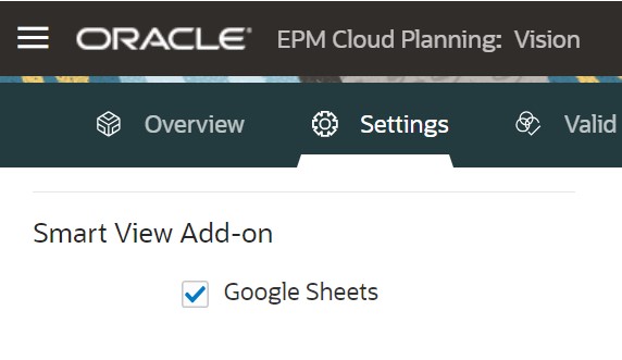 Casilla de verificaci&oacute;n de Google Sheets en Configuraci&oacute;n de la aplicaci&oacute;n