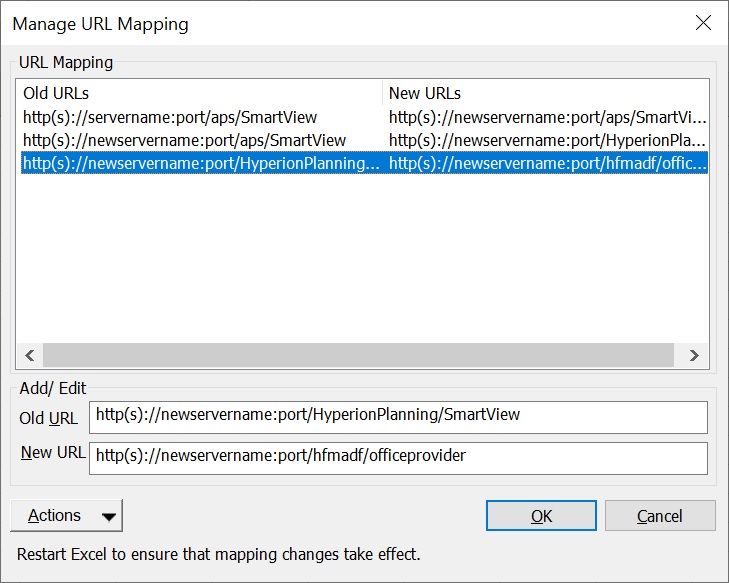 Asignaci&oacute;n de URL seleccionada de la lista que desea eliminar.