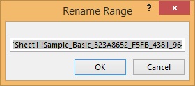 Aparece el cuadro de di&aacute;logo Cambiar el nombre del rango, que muestra el nombre de rango que Excel ha generado autom&aacute;ticamente.