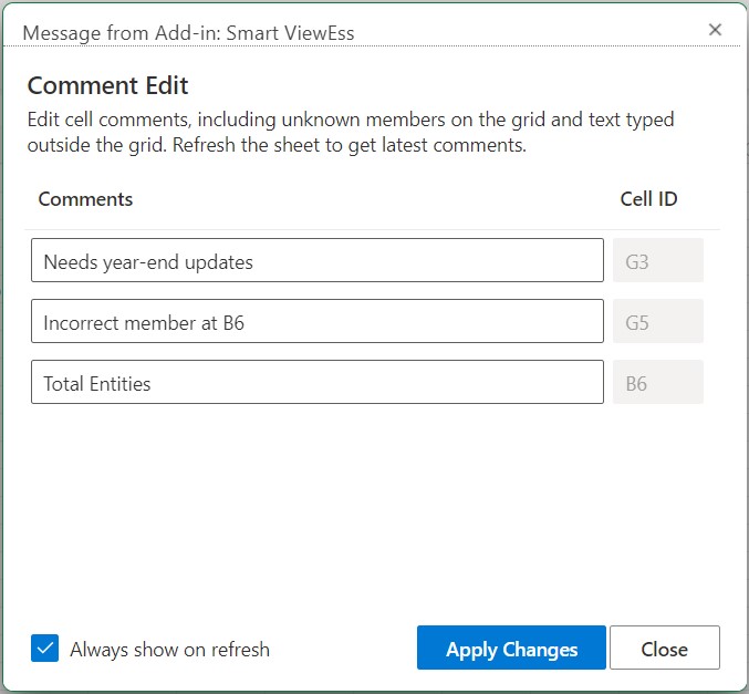 Cuadro de diálogo Edición de comentario Cuadro de diálogo Edición de comentario