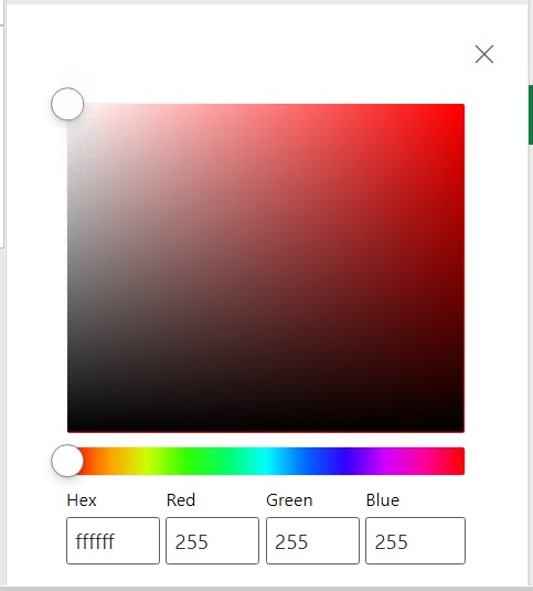 Controles de color en la posición por defecto con tonos rojos Controles de color en la posición por defecto con tonos rojos