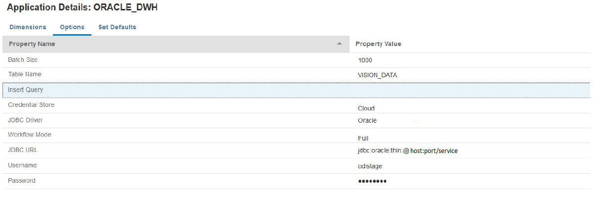 En la imagen se muestra el separador Opciones de Detalles de aplicación En la imagen se muestra el separador Opciones de Detalles de aplicación