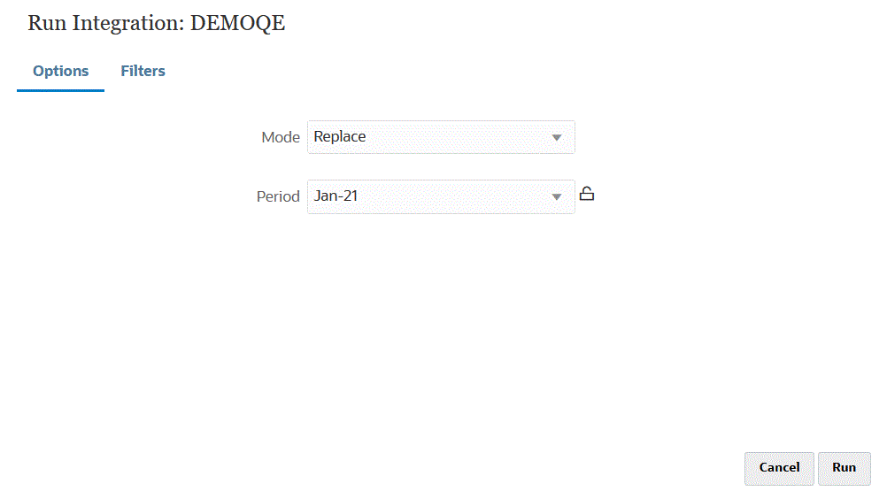 En la imagen se muestra la p&aacute;gina Ejecutar integraci&oacute;n.