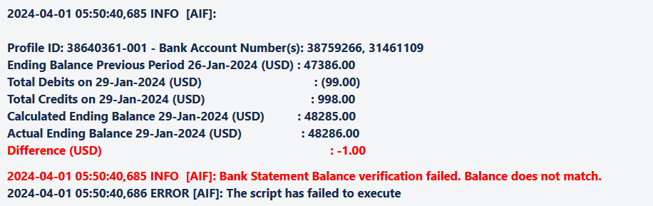 En la imagen se muestra la diferencia entre un balance final calculado y el balance final real en el registro de informaci&oacute;n.