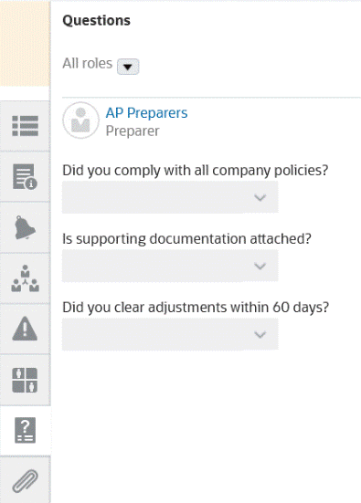 volet de navigation des questions dans la boîte de dialogue de récapitulatif du rapprochement volet de navigation des questions dans la boîte de dialogue de récapitulatif du rapprochement