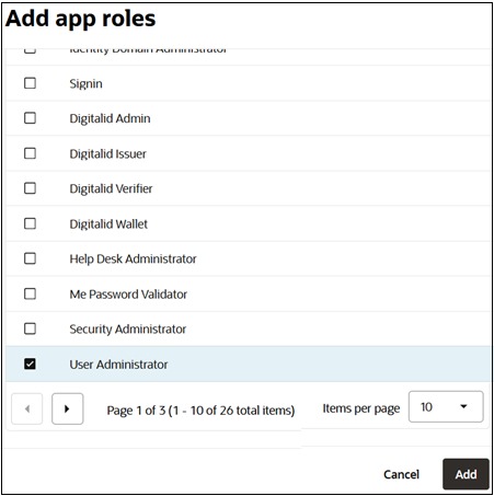 Ecran d'ajout d'un rôle pour l'application confidentielle Ecran d'ajout d'un rôle pour l'application confidentielle