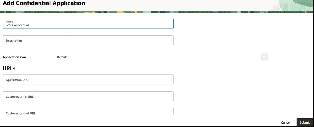 Ecran d'ajout du nom de l'application confidentielle Ecran d'ajout du nom de l'application confidentielle