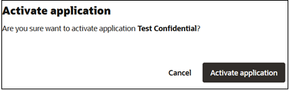 Ecran de confirmation de l'activation de l'application Ecran de confirmation de l'activation de l'application