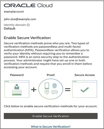 Activation de la v&eacute;rification s&eacute;curis&eacute;e pour la console Oracle Cloud