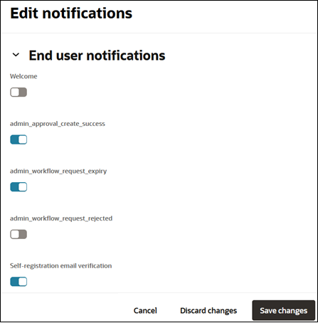 Ecran de d&eacute;sactivation ou d'activation des param&egrave;tres de notification