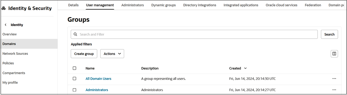 Groupes dans la gestion des utilisateurs