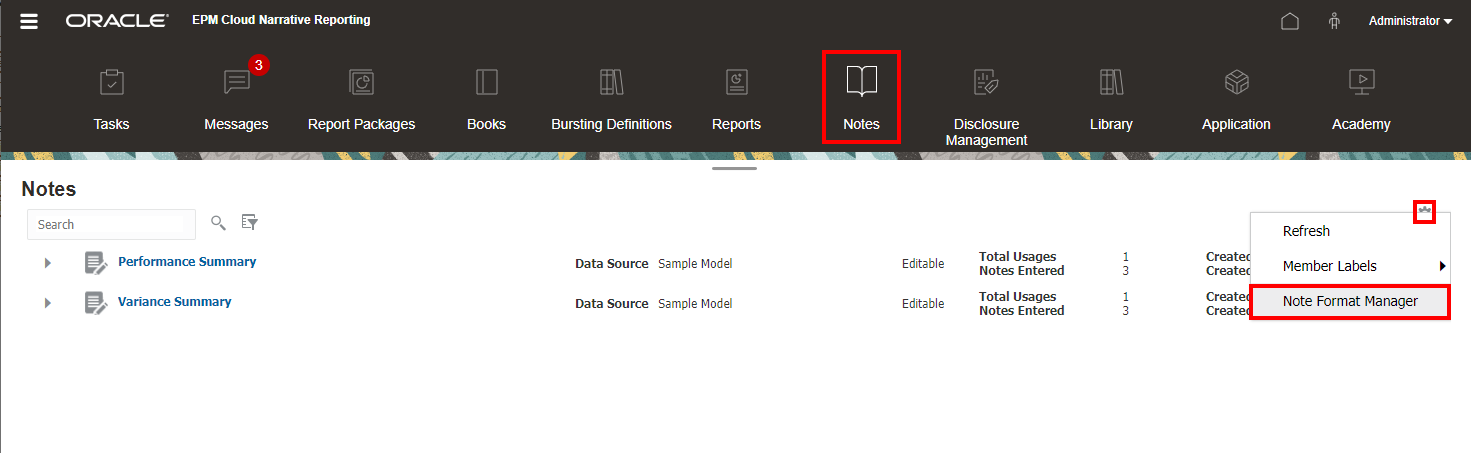 Flux de navigation - Gestionnaire de formats de note Flux de navigation - Gestionnaire de formats de note