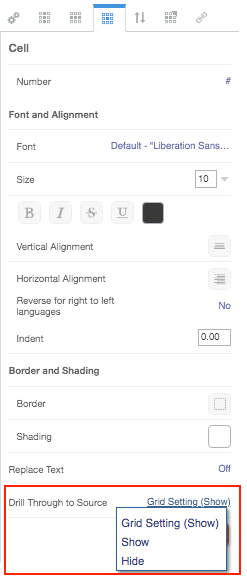 options des pi&egrave;ces jointes de cellule.