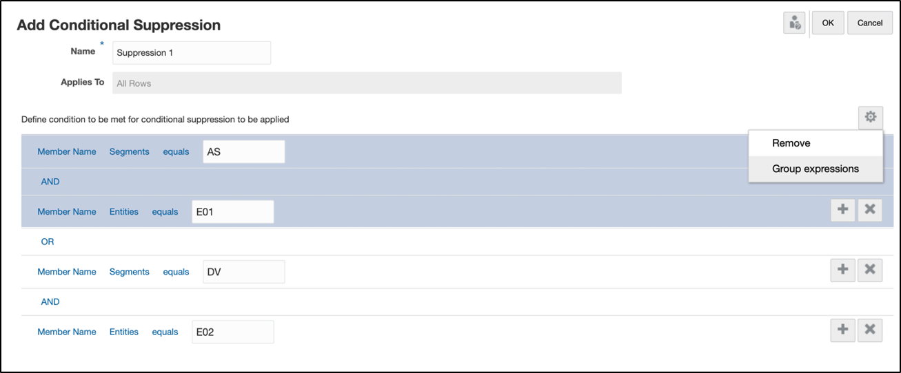 regroupement de deux ensembles d'expressions