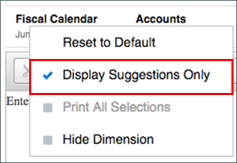 option Afficher les suggestions dans les param&egrave;tres de la dimension de PDV