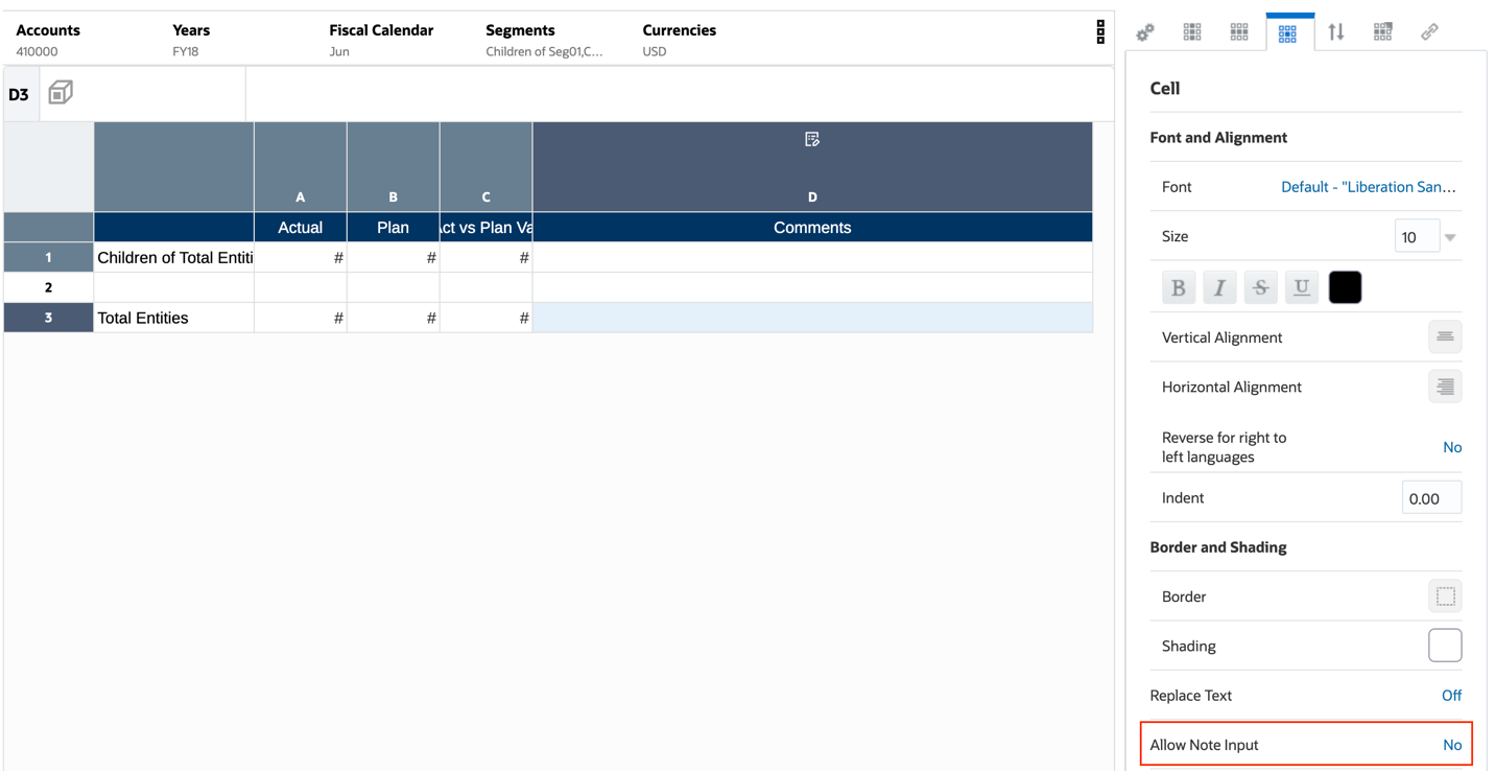 Définir la propriété Autoriser l'entrée de note sur Non Définir la propriété Autoriser l'entrée de note sur Non