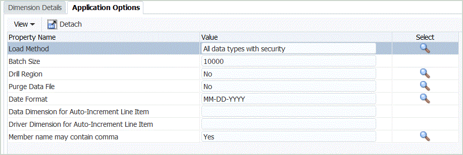 Image repr&eacute;sentant l'onglet Options d'application