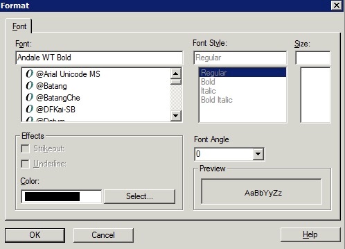 Param&egrave;tre Angle de la police dans le moteur de cr&eacute;ation de graphique d'origine