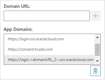 Champ Domaines d'application répertoriant les trois URL de connexion par défaut, ainsi qu'une URL de connexion supplémentaire Champ Domaines d'application répertoriant les trois URL de connexion par défaut, ainsi qu'une URL de connexion supplémentaire
