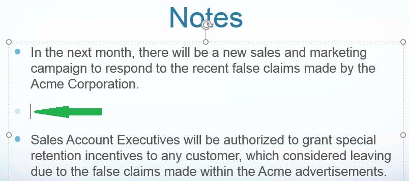 Partie d'un doclet PowerPoint, faisant appara&icirc;tre le curseur avec une fl&egrave;che pointant vers lui. Il s'agit de l'emplacement o&ugrave; le contenu sera incorpor&eacute;.