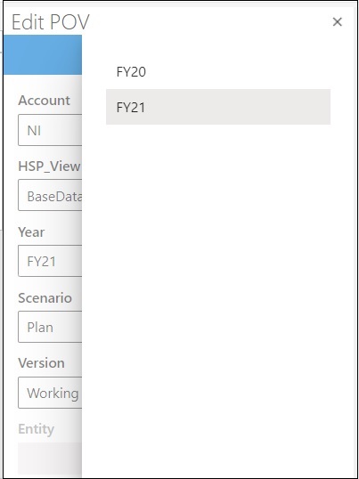 Options de liste d&eacute;roulante dans le panneau Modifier le PDV