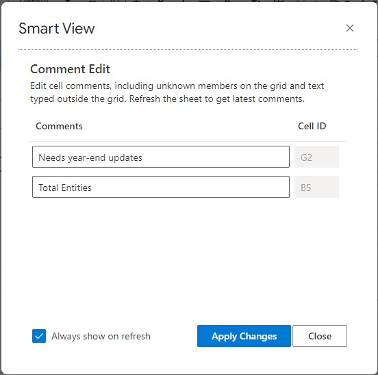 Bo&icirc;te de dialogue Edition des commentaires