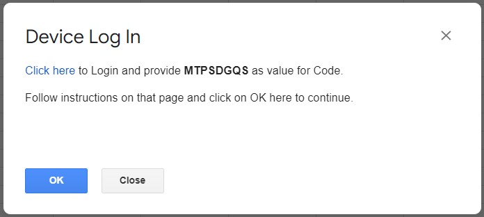 Affiche la bo&icirc;te de dialogue Connexion &agrave; l'appareil avec un code