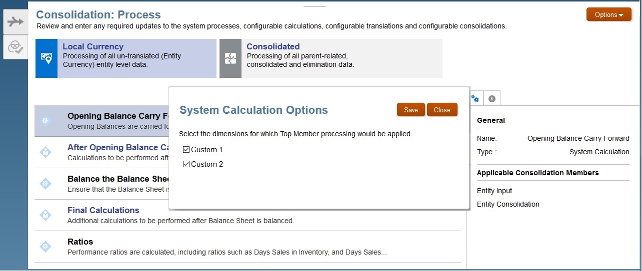Options de consolidation syst&egrave;me pour les dimensions libres