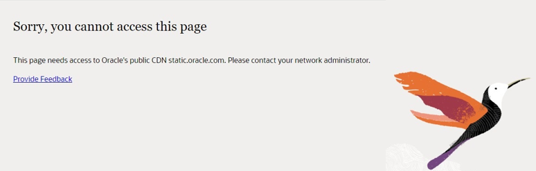 Erreur affichée lorsque l'accès à static.oracle.com n'est pas activé Erreur affichée lorsque l'accès à static.oracle.com n'est pas activé